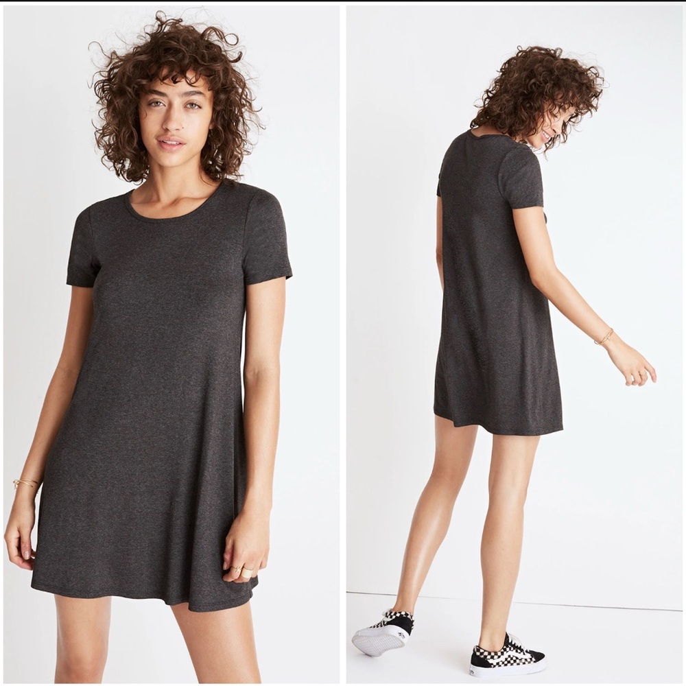 Madewell ‘Swingy Tee’ Dress in ‘Hthr Charcoal’ Gray T-Shirt Midi Dress